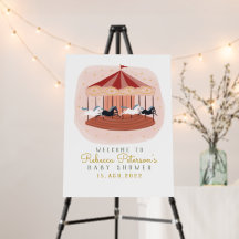 Pink Carousel Babydusche Begrüßung Schaumbrett