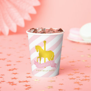 Pink Carousel Pferd Geburtstagsparty Papier Cup Pappbecher