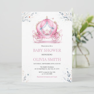 Pink Carriage Baby Shower Einladung