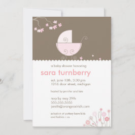 Pink Carriage Baby Shower Einladung
