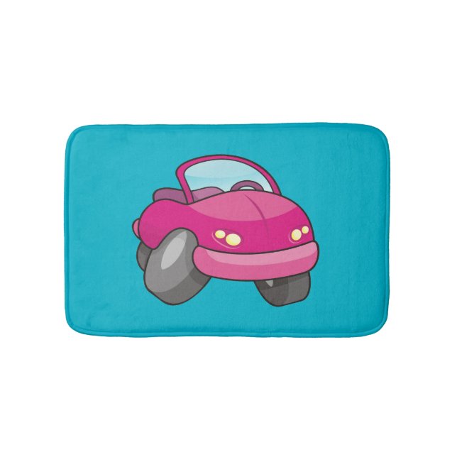 Pink Cartoon Car Badematte (Vorderseite)