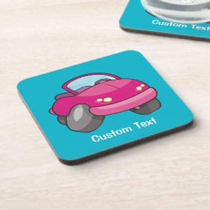 Pink Cartoon Car Beverage Coaster Getränkeuntersetzer