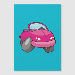 Pink Cartoon Car Magnetkarte