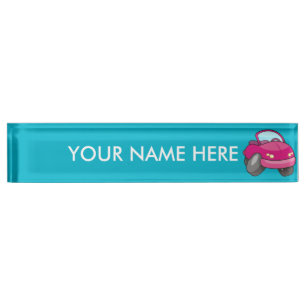 Pink Cartoon Car Namensplakette