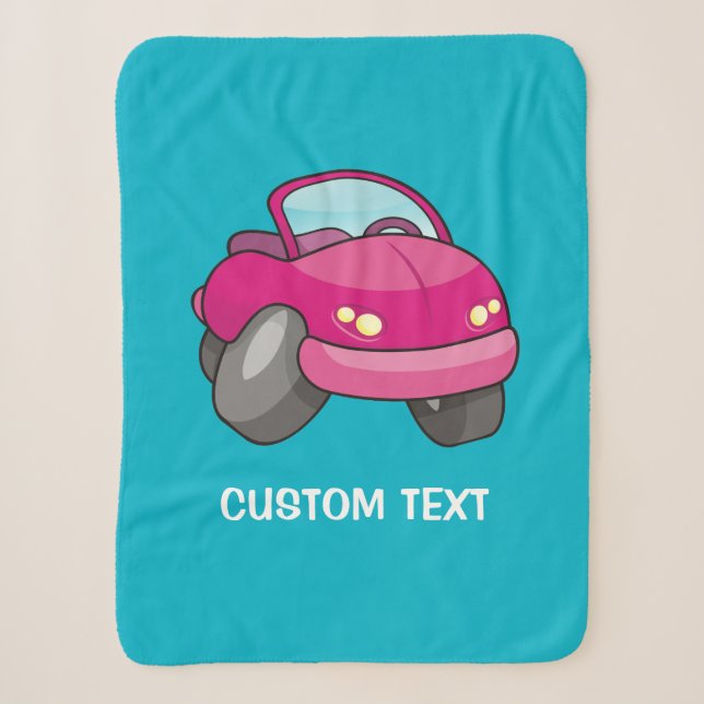 Pink Cartoon Car Sherpadecke (Vorderseite)