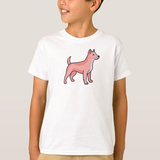 Pink Cartoon Dog T-Shirt (Vorderseite)