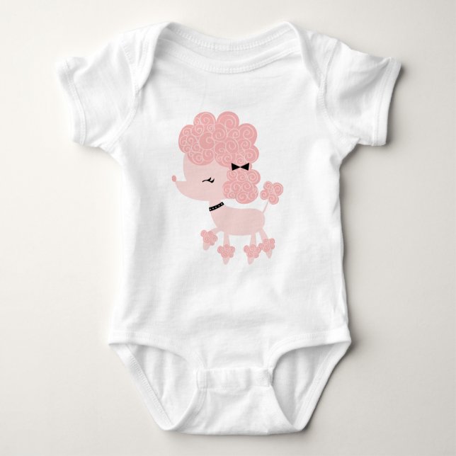 Pink Cartoon French Poodle Baby Strampler (Vorderseite)