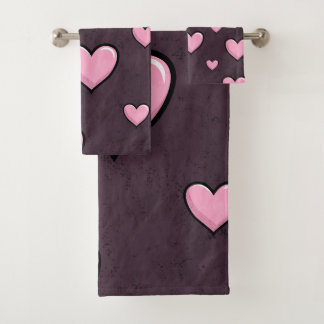 Pink Cartoon Hearts on Dark Grunge Texture