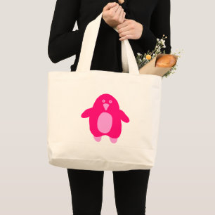 Pink Cartoon Pinguin Jumbo Stoffbeutel