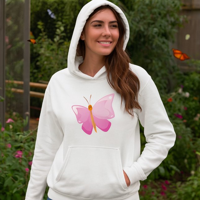 Pink-Cartoon-Schmetterling Hoodie (Von Creator hochgeladen)