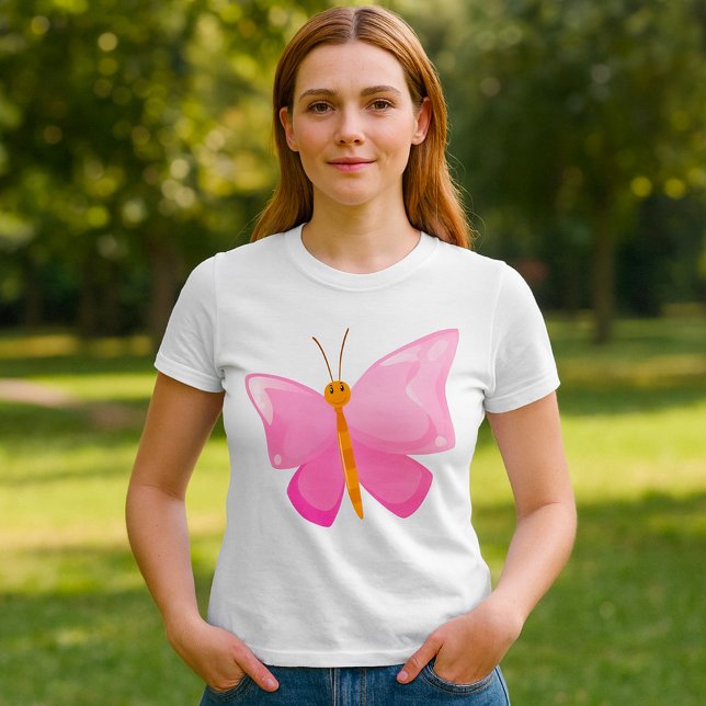 Pink-Cartoon-Schmetterling T-Shirt (Von Creator hochgeladen)