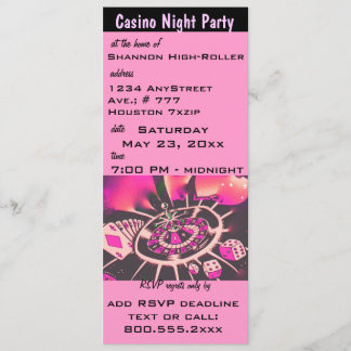 Pink Casino Night Themenparty Einladung