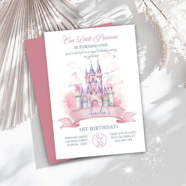 Pink Castle Kingdom Princess Invitation d'annivers (Créateur téléchargé)