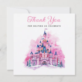 Pink Castle Watercolor 1. Geburtstag Dankeschön Ka Dankeskarte