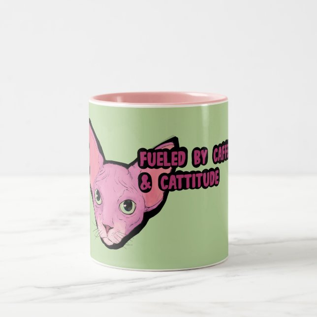 Pink Cat Coffee  Time Zweifarbige Tasse (Mittel)