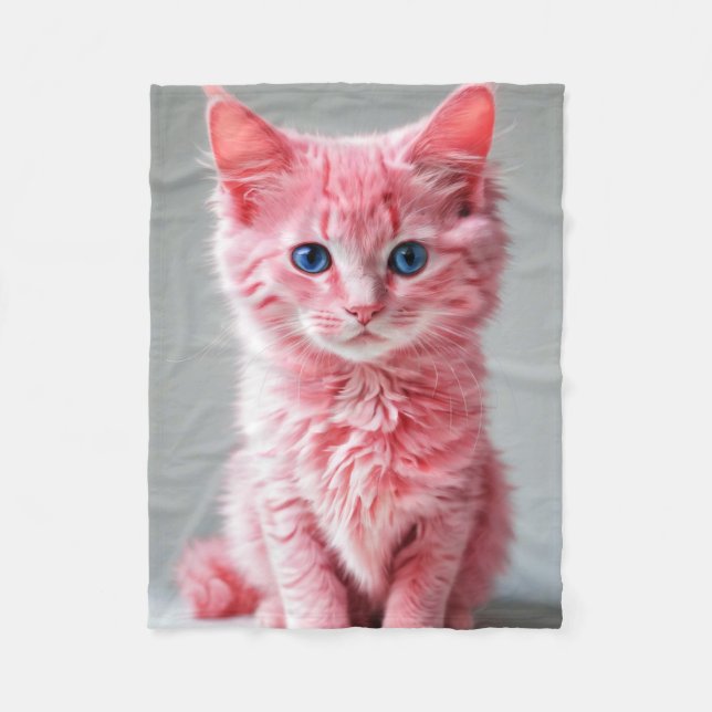 Pink Cat Foto Portrait Fleecedecke (Vorderseite)