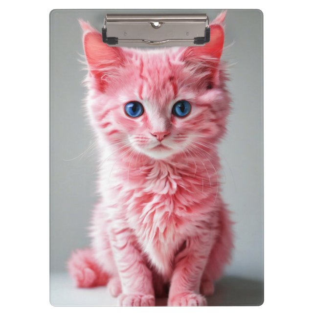 Pink Cat Foto Portrait Klemmbrett (Vorderseite)