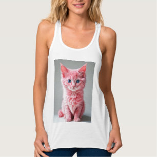Pink Cat Foto Portrait Tank Top