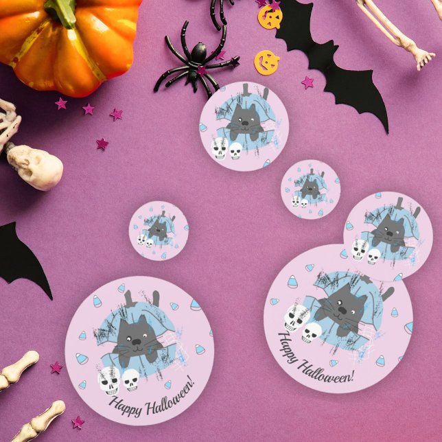 Pink Cat in Pumpkin Skull Candy Mais Halloween Konfetti (Von Creator hochgeladen)