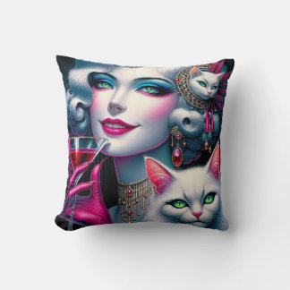 Pink Cat Lady Kissen