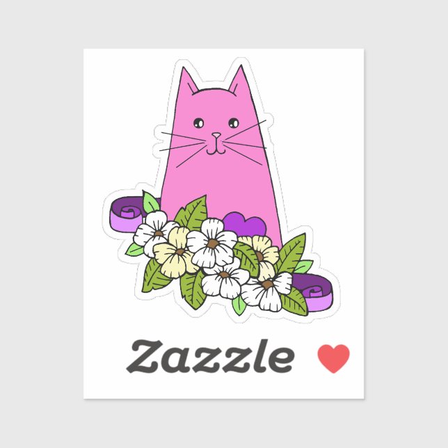 Pink Cat Laptop Aufkleber (Blatt)