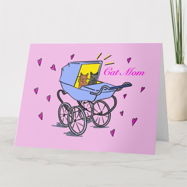 Pink Cat Maman Carte de voeux pliée (Devant)