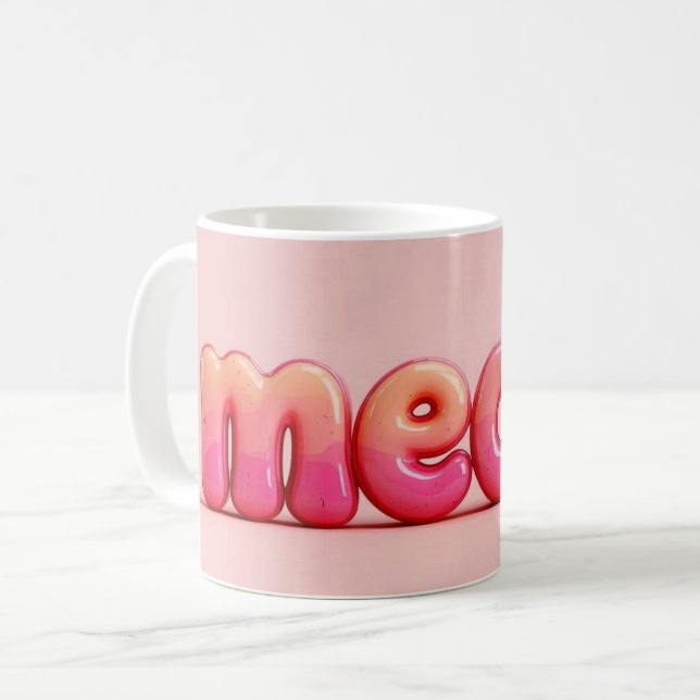 Pink Cat Meow Mug. Kaffeetasse (Vorderseite Links)