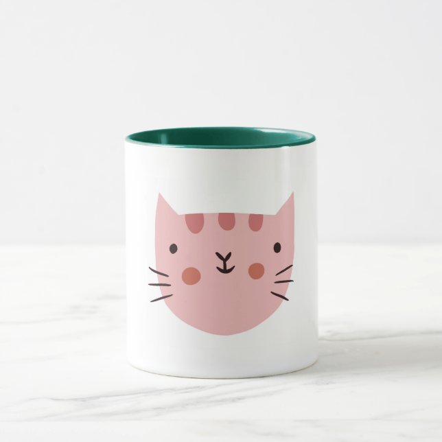 Pink Cat Niedlich Funny Tasse (Zentrum)