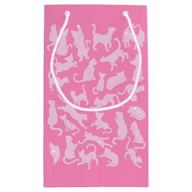Pink Cat Pattern Kleine Geschenktüte (Rückseite)