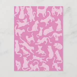 Pink Cat Pattern Postkarte