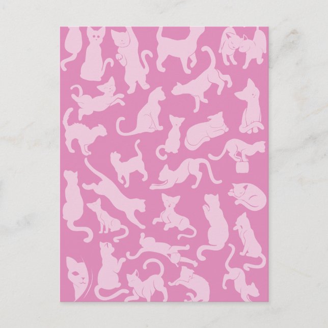 Pink Cat Pattern Postkarte (Vorderseite)