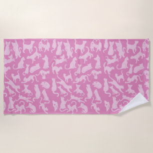 Pink Cat Pattern Strandtuch