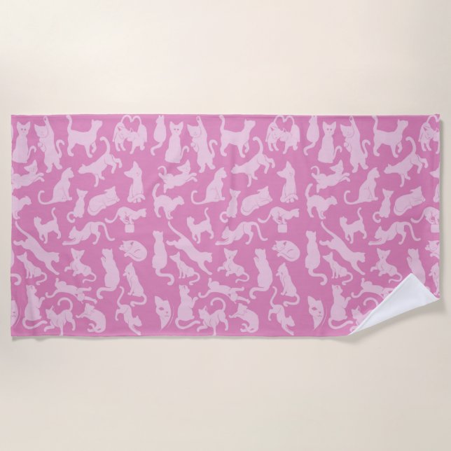 Pink Cat Pattern Strandtuch (Vorderseite)