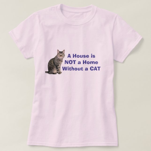 Pink Cat Zuhause Personalisiert T - Shirts (Design vorne)