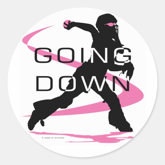 Pink Catcher Softball abfahren Runder Aufkleber (Vorderseite)