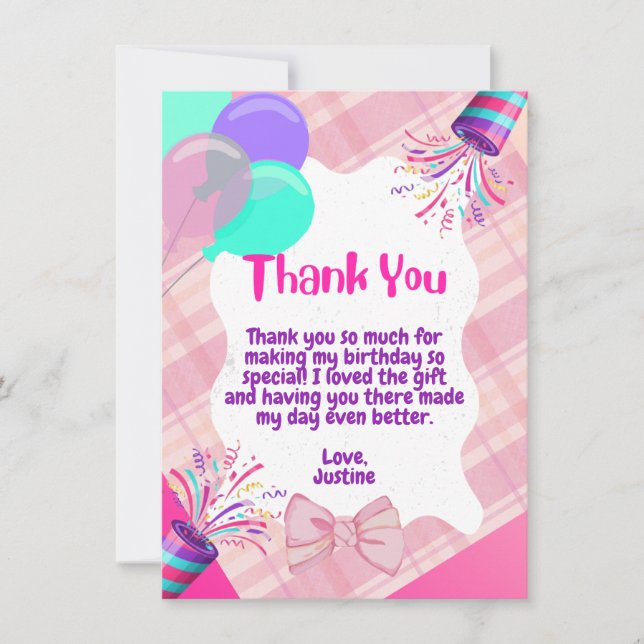 Pink Celebration Danke Karte (Vorderseite)