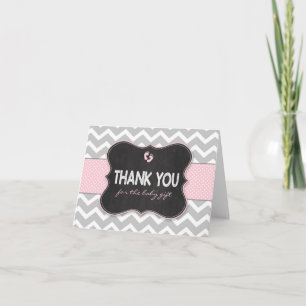 Pink Chalkboard fille baby shower merci notes