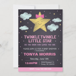 Pink Chalkboard Kleine Star Baby Dusche laden ein Einladung