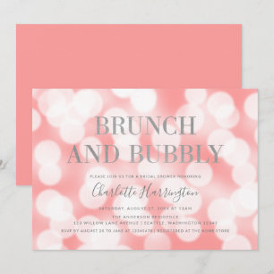 Pink Champagne Bokeh Brunch & Bubbles Brautparty Einladung