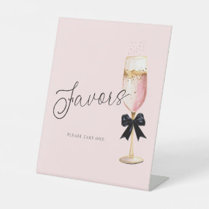 Pink Champagne Brautparty Favoriten Zeichen Sockelschild