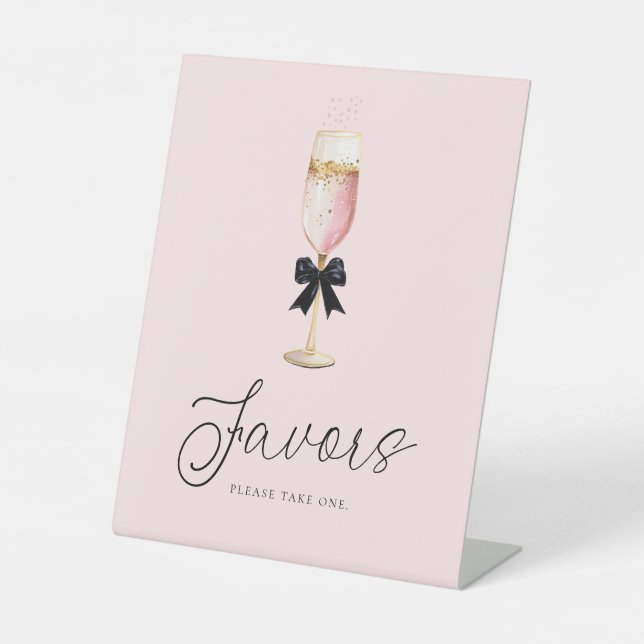 Pink Champagne Brautparty Favoriten Zeichen Sockelschild (Vorderseite)