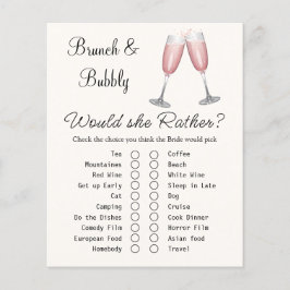 Pink Champagne Brautparty Game Card