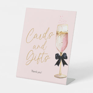 Pink Champagne Brautparty Karten und Geschenke Sockelschild