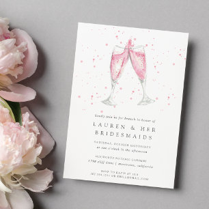Pink Champagne   Bridesmaids Brunch Invitation Einladung