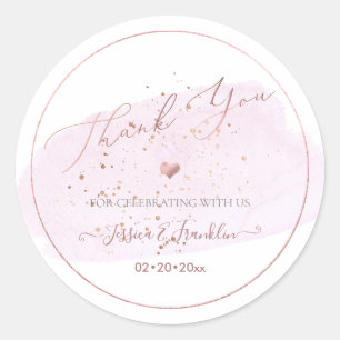 Pink Champagne Bubbles, Aquarell Danke Runder Aufkleber