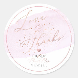 Pink Champagne Bubbles, Aquarell Danke Runder Aufkleber