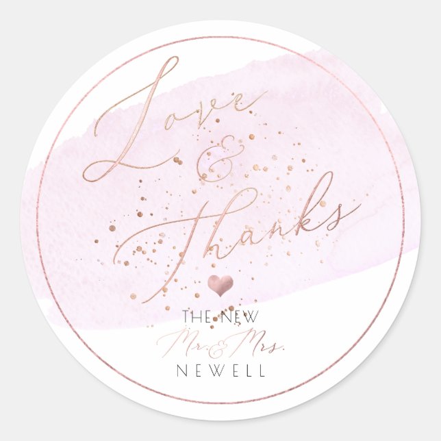 Pink Champagne Bubbles, Aquarell Danke Runder Aufkleber (Vorderseite)