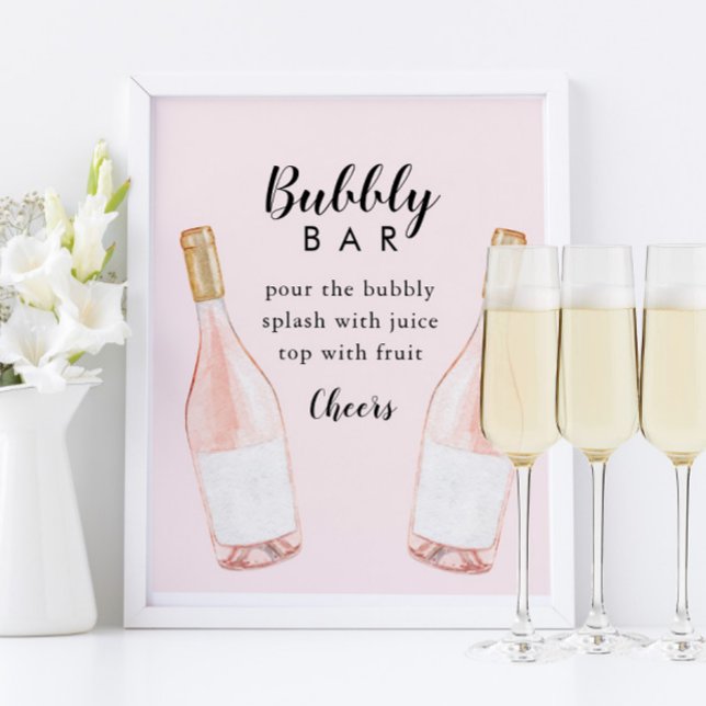Pink Champagne Bubbly Bar Sign Poster (Von Creator hochgeladen)