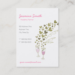Pink Champagne Cheers Hearts Template Visitenkarte