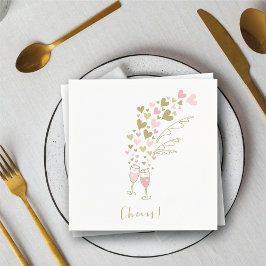 Pink Champagne Cheers Verlobung Wedding Party Serviette
